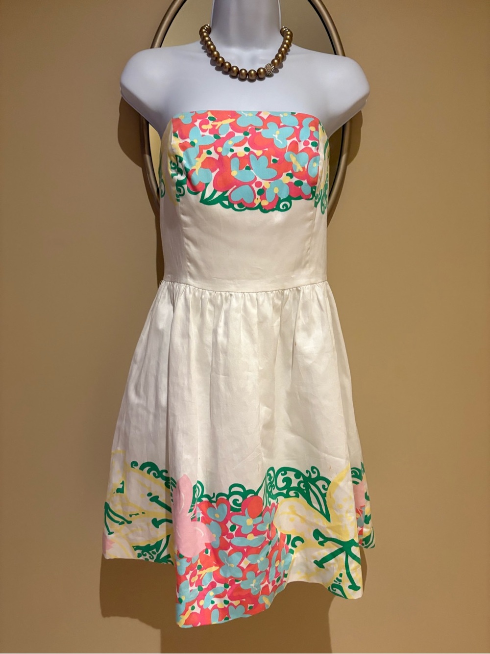 Lilly Pulitzer Lottie Resort Mariposa Place Strapless Dress Size 6 Floral Lined - Picture 2 of 10